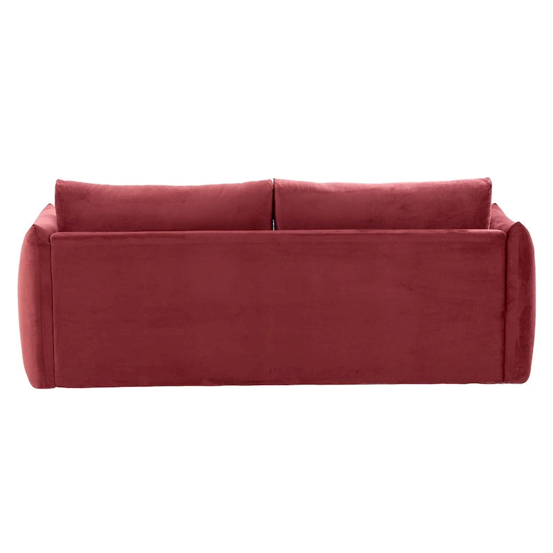 85" 3-Seater Fabric Sofa with 2 Pillows – Beige / Red / Creamy White