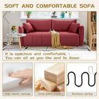 85" 3-Seater Fabric Sofa with 2 Pillows – Beige / Red / Creamy White