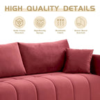 85" 3-Seater Fabric Sofa with 2 Pillows – Beige / Red / Creamy White