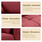 85" 3-Seater Fabric Sofa with 2 Pillows – Beige / Red / Creamy White
