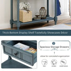 Retro Grey / Blue / Ivory / Espresso / Navy Console Table – 2 Drawers, Bottom Shelf, Seats 1