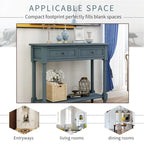 Retro Grey / Blue / Ivory / Espresso / Navy Console Table – 2 Drawers, Bottom Shelf, Seats 1