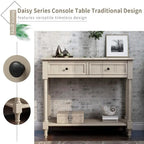 Retro Grey / Blue / Ivory / Espresso / Navy Console Table – 2 Drawers, Bottom Shelf, Seats 1