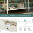 Retro Grey / Blue / Ivory / Espresso / Navy Console Table – 2 Drawers, Bottom Shelf, Seats 1