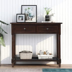 Retro Grey / Blue / Ivory / Espresso / Navy Console Table – 2 Drawers, Bottom Shelf, Seats 1