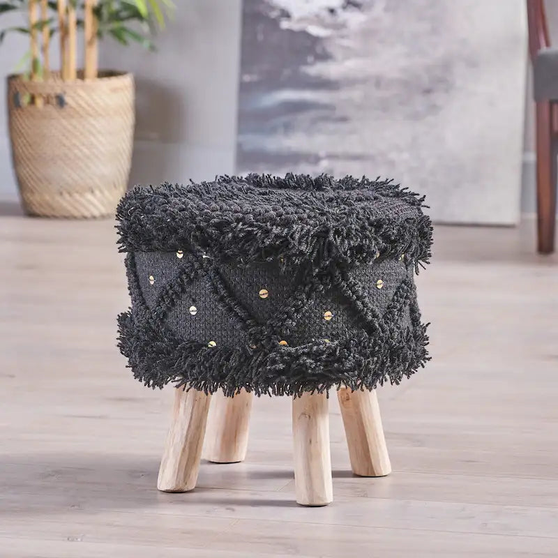 Roja Handcrafted Boho Fabric Stool by Christopher Knight Home
