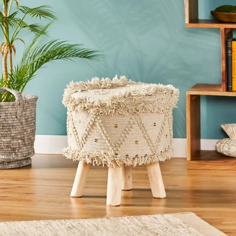 Roja Handcrafted Boho Fabric Stool by Christopher Knight Home