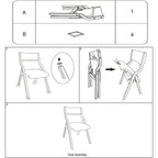 Foldable Dining Chairs with Padded Seats Set of 2, Beige