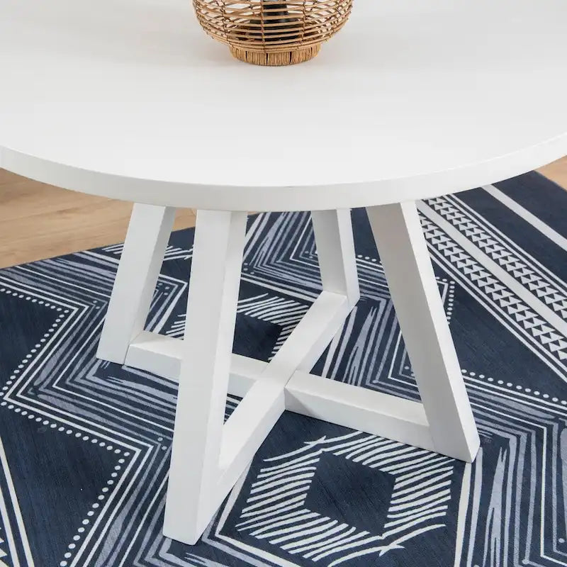 White Round Dining Table for 2–4, Acacia Wood Veneer