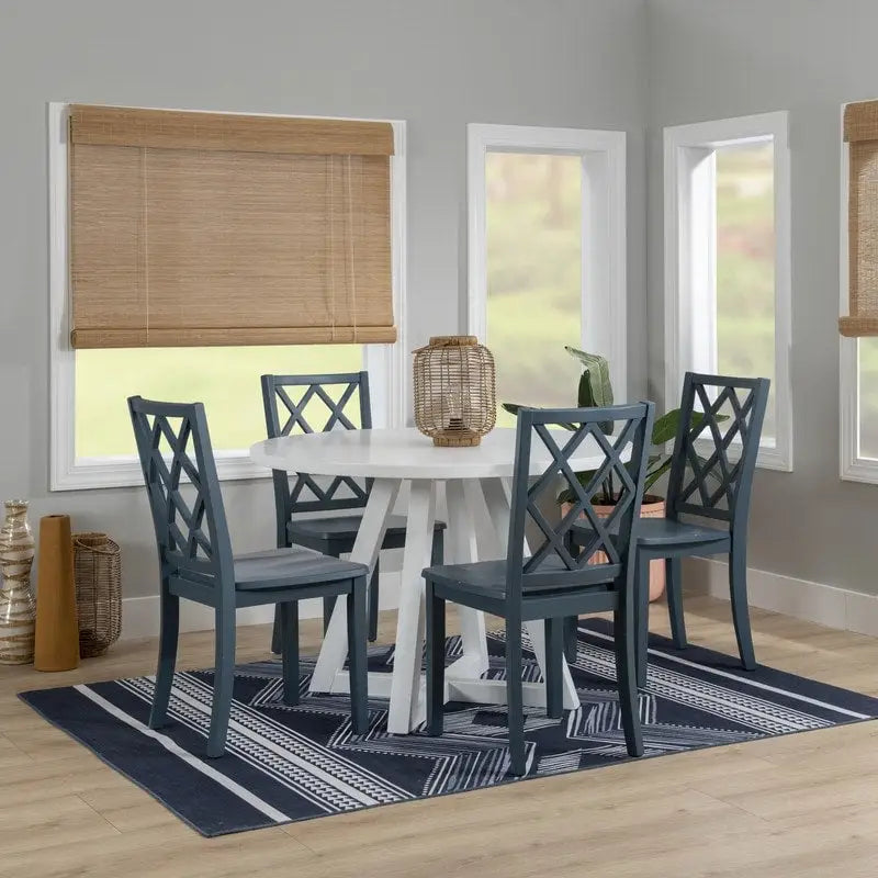 White Round Dining Table for 2–4, Acacia Wood Veneer