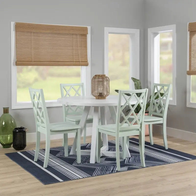 White Round Dining Table for 2–4, Acacia Wood Veneer