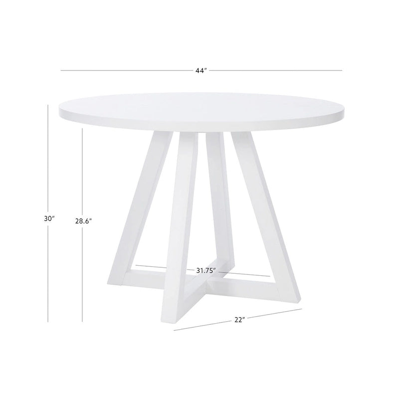 White Round Dining Table for 2–4, Acacia Wood Veneer