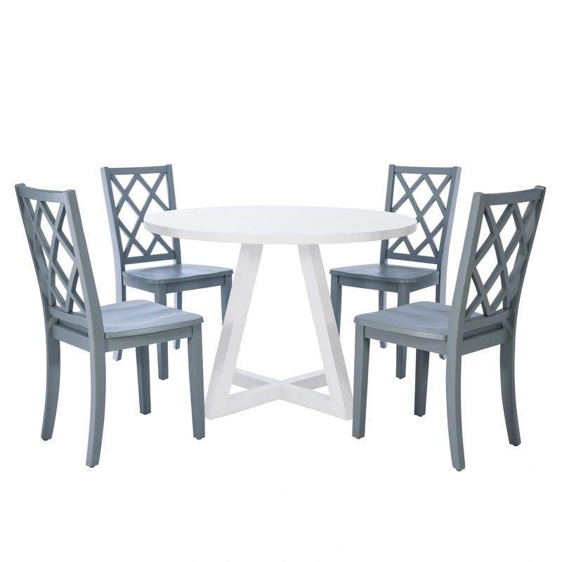White Round Dining Table for 2–4, Acacia Wood Veneer
