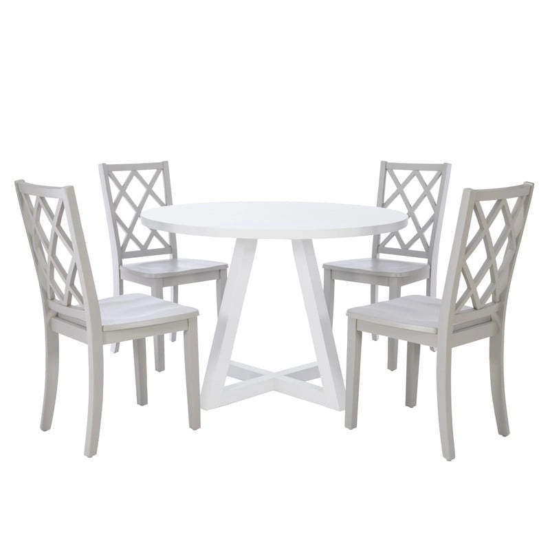 White Round Dining Table for 2–4, Acacia Wood Veneer