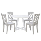 White Round Dining Table for 2–4, Acacia Wood Veneer