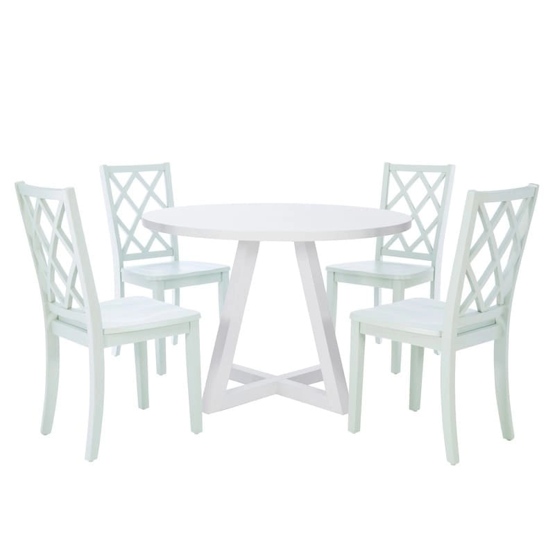 White Round Dining Table for 2–4, Acacia Wood Veneer