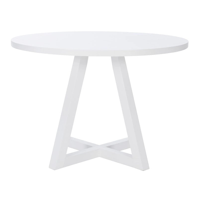 White Round Dining Table for 2–4, Acacia Wood Veneer