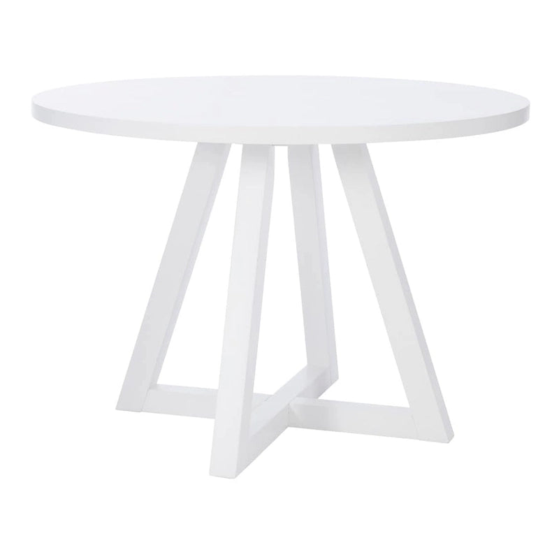 White Round Dining Table for 2–4, Acacia Wood Veneer
