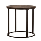 Brown/Black Industrial Round Side Table, Reclaimed Wood Top, 1-Person