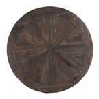 Brown/Black Industrial Round Side Table, Reclaimed Wood Top, 1-Person