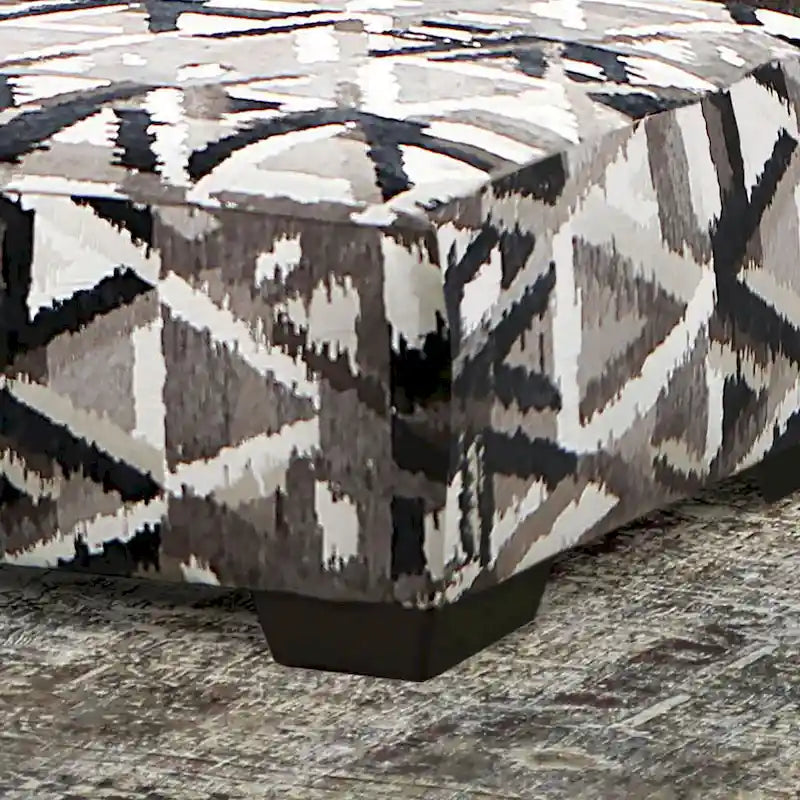 Multi-color Geometric Transitional Linen Ottoman, Seats 1