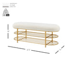 Frisly Shearling Fabric Bench w/ Shelf