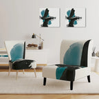 Designart Geometric Black And Teal IV Upholstered Modern Accent Chair - Arm Chair