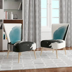 Designart Geometric Black And Teal IV Upholstered Modern Accent Chair - Arm Chair