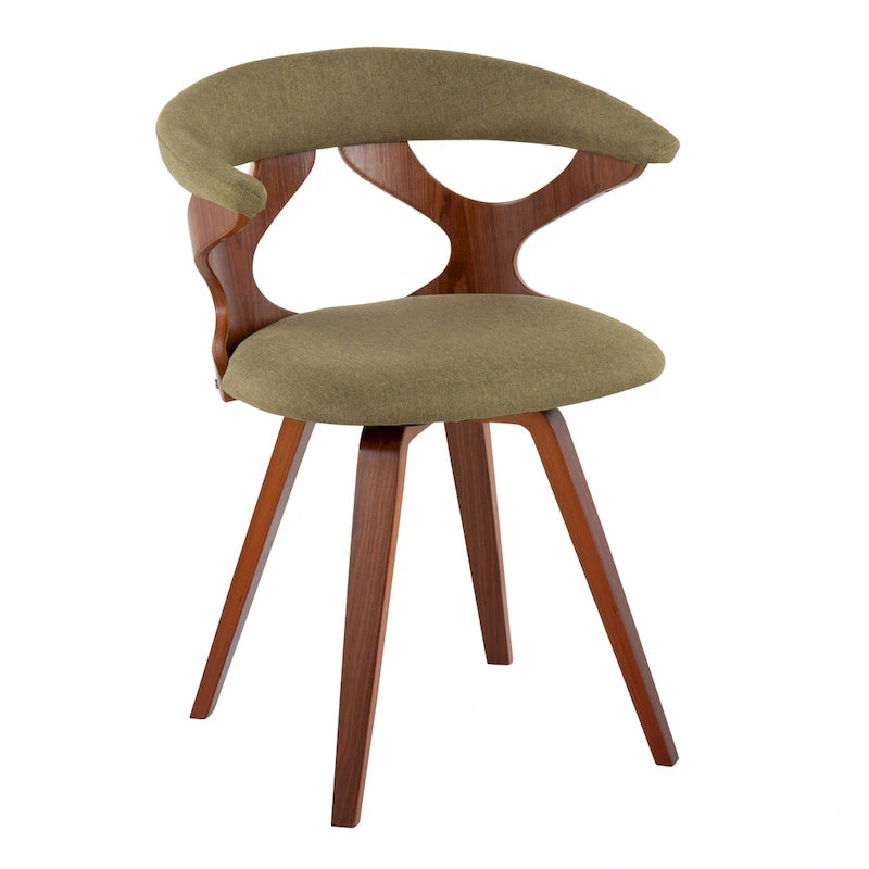 Mid-Century Modern Accent Chair | Orange or Green | Walnut Finish | Single Seat
