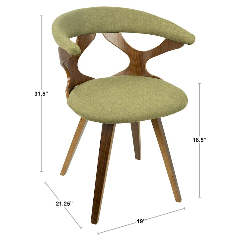 Mid-Century Modern Accent Chair | Orange or Green | Walnut Finish | Single Seat