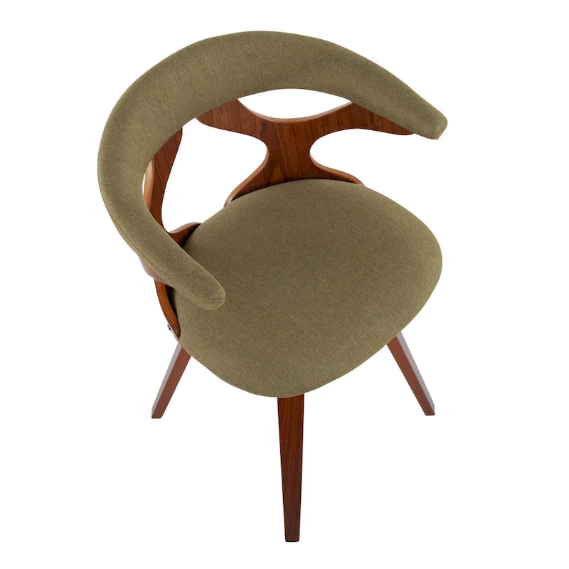 Mid-Century Modern Accent Chair | Orange or Green | Walnut Finish | Single Seat