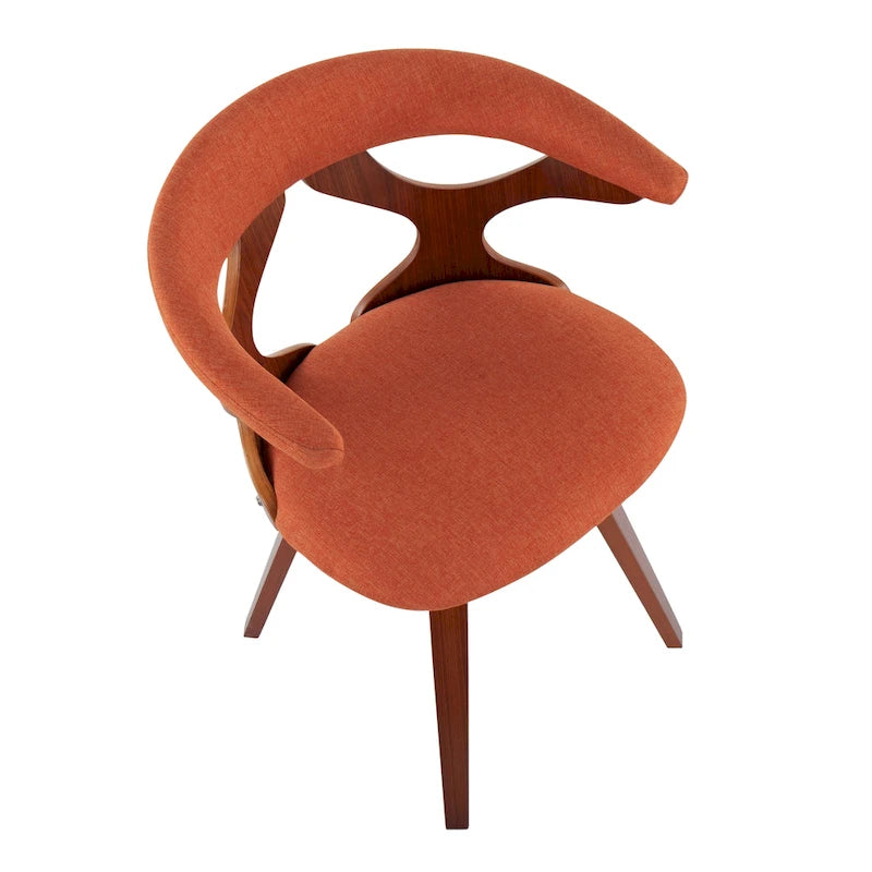 Mid-Century Modern Accent Chair | Orange or Green | Walnut Finish | Single Seat