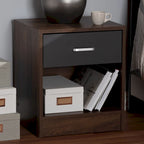Brown & Grey 1-Drawer Nightstand, Contemporary Style, Single User