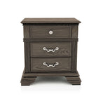 Antique White / Grey Traditional 2-Drawer Nightstand with USB Charger