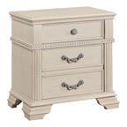 Antique White / Grey Traditional 2-Drawer Nightstand with USB Charger