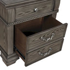 Antique White / Grey Traditional 2-Drawer Nightstand with USB Charger