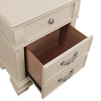 Antique White / Grey Traditional 2-Drawer Nightstand with USB Charger
