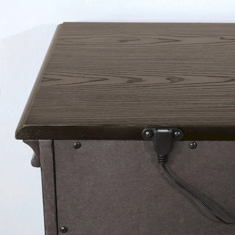 Antique White / Grey Traditional 2-Drawer Nightstand with USB Charger