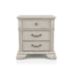 Antique White / Grey Traditional 2-Drawer Nightstand with USB Charger