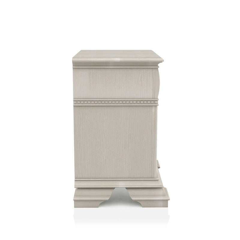 Antique White / Grey Traditional 2-Drawer Nightstand with USB Charger