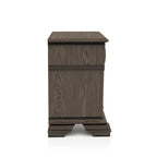 Antique White / Grey Traditional 2-Drawer Nightstand with USB Charger