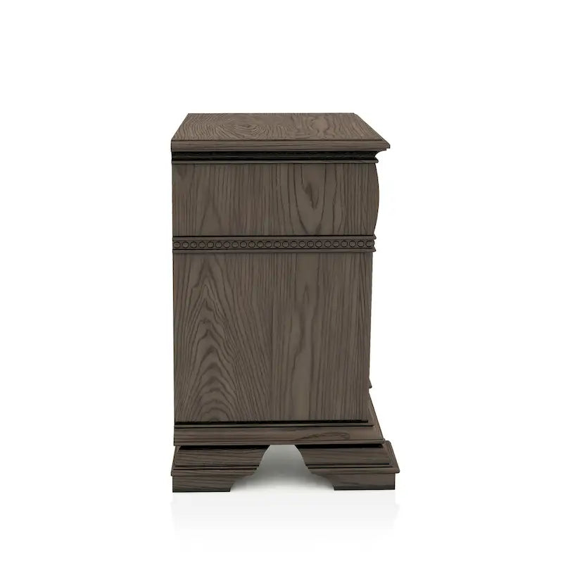 Antique White / Grey Traditional 2-Drawer Nightstand with USB Charger