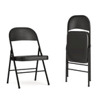 Metal Folding Chair, Set of 2 – Red / Black / Beige / Gray, Seats 2