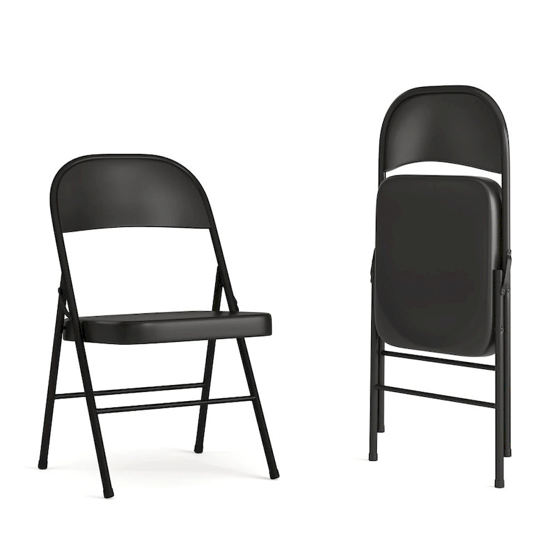 Metal Folding Chair, Set of 2 – Red / Black / Beige / Gray, Seats 2