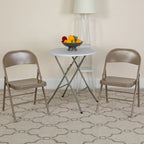 Metal Folding Chair, Set of 2 – Red / Black / Beige / Gray, Seats 2