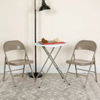 Metal Folding Chair, Set of 2 – Red / Black / Beige / Gray, Seats 2