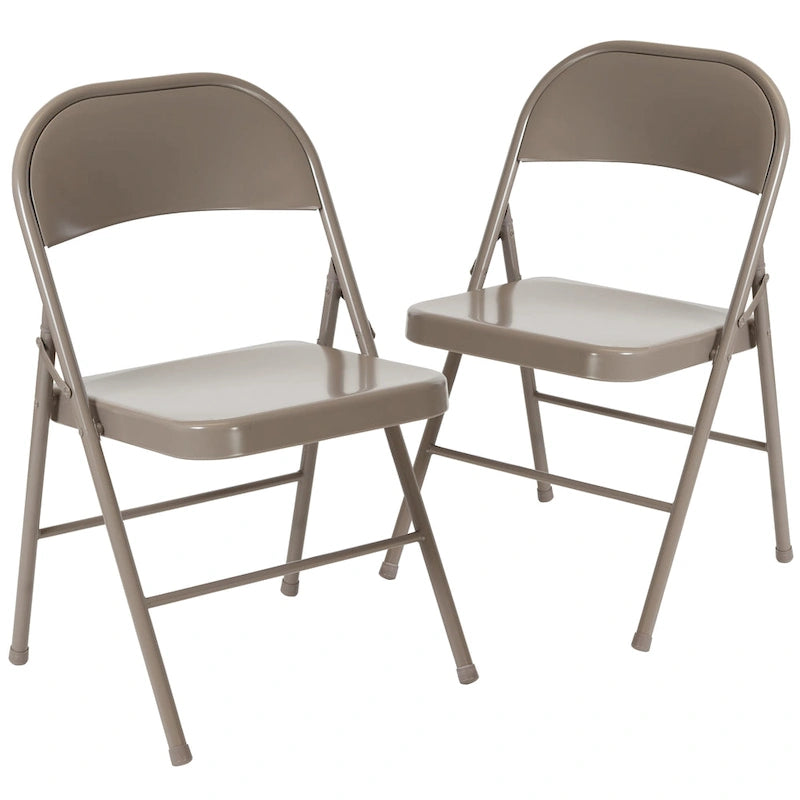 Metal Folding Chair, Set of 2 – Red / Black / Beige / Gray, Seats 2