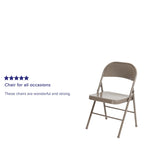 Metal Folding Chair, Set of 2 – Red / Black / Beige / Gray, Seats 2