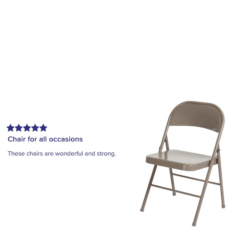 Metal Folding Chair, Set of 2 – Red / Black / Beige / Gray, Seats 2