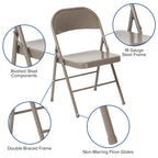 Metal Folding Chair, Set of 2 – Red / Black / Beige / Gray, Seats 2